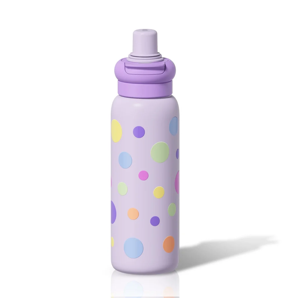 Purple Rainbow Dot Water Bottle