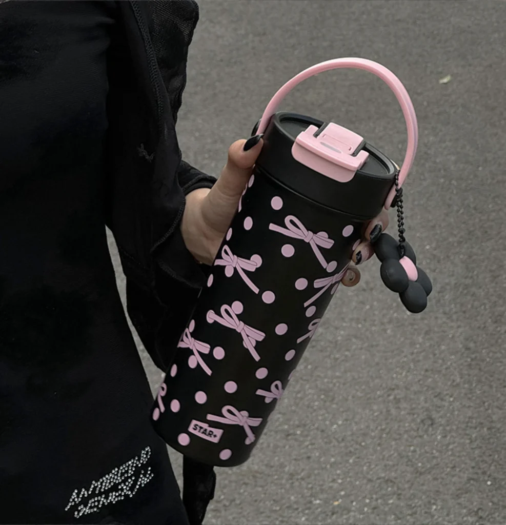 Black Pop Art Polka Dot Bottle